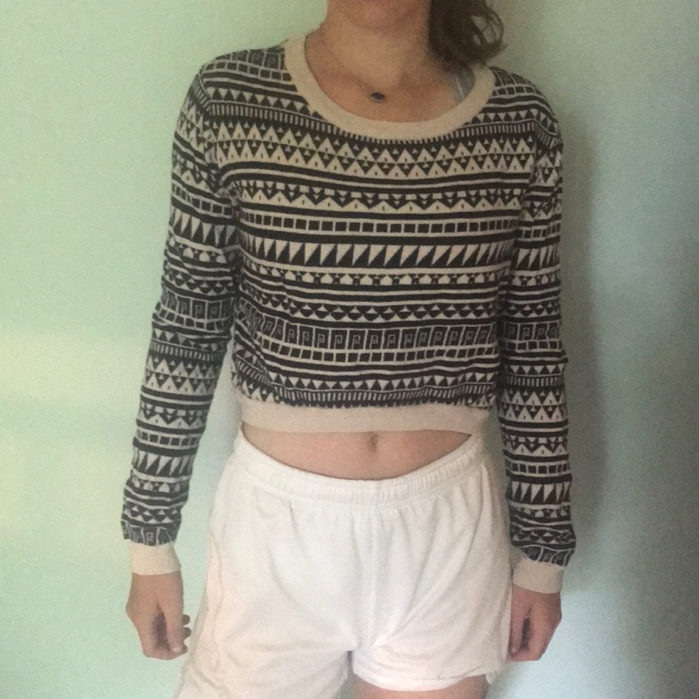 Aztec  Print Cropped Sweater
